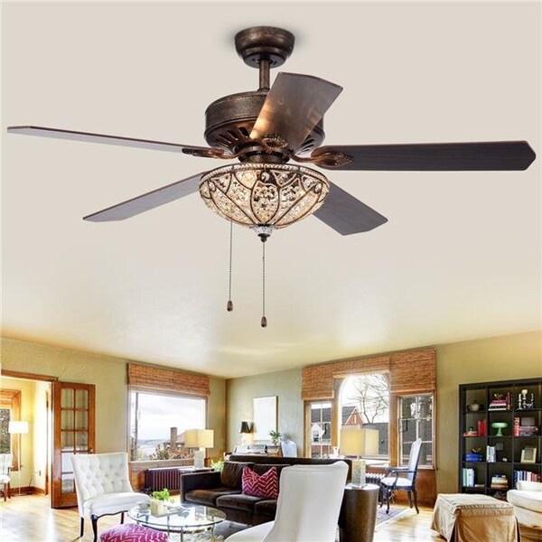 Warehouse Of Tiffany Warehouse of Tiffany CFL-8353RB 52 in. Gliska 3-Light Indoor Hand Pull Chain Ceiling Fan; Bronze CFL-8353RB - main